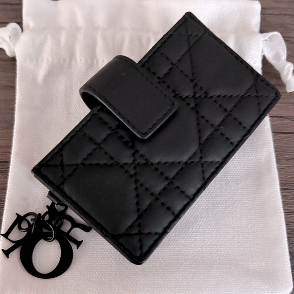 DIOR Lady Dior Ultra Matte Cannage Calfskin Card Wallet in Black - Picture 3 of 6